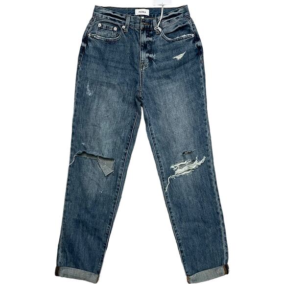Pistola Presley Jeans Womens 25 Blue Denim Grand - High Rise Relaxed Roller NWT - Picture 1 of 15